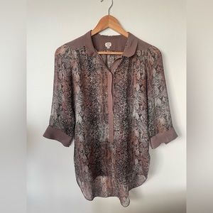Wilfred 100% silk blouse XXS brown snake print